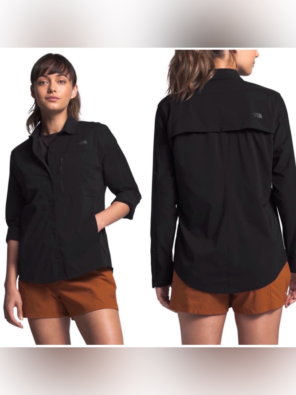 The North Face Sz XL Women Black Lightweight Adjustable Ventilation Trail Shirt